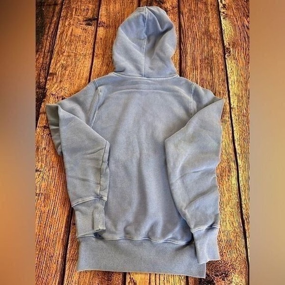 Vintage Champion Reverse Weave Hoodie Women's  XS Blue Sweatshirt Logo C Sweater - Picture 9 of 12